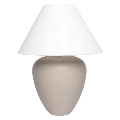 Peyton | Oversized Ceramic Table Lamp - Taupe (White Shade)