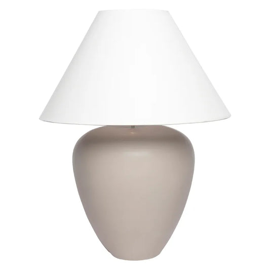 Peyton | Oversized Ceramic Table Lamp - Taupe (White Shade)