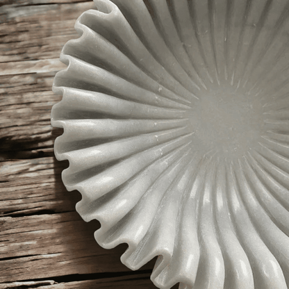 Lyra | Marble Fluted Ruffle Bowl White - Mirra Interiors