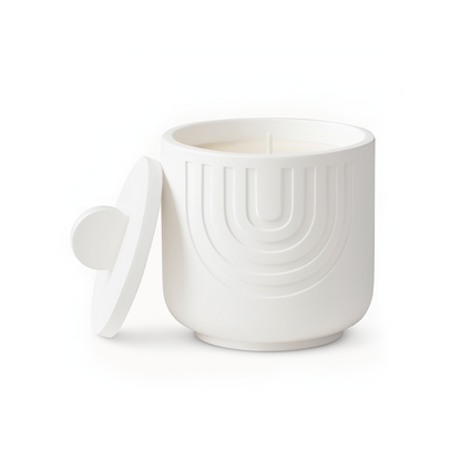 Ella | Scented Soy Wax Candle in Ceramic Pot - White Peach + Cedar