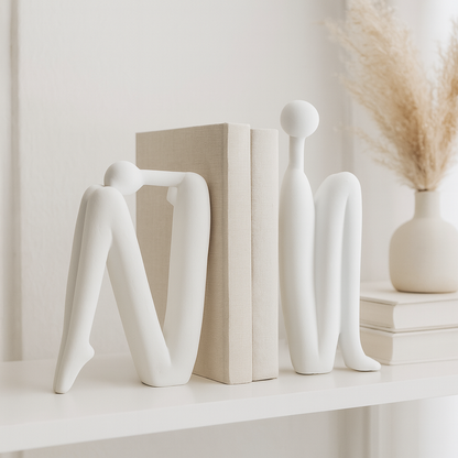 Ponder | Set of 2 Bookends - White