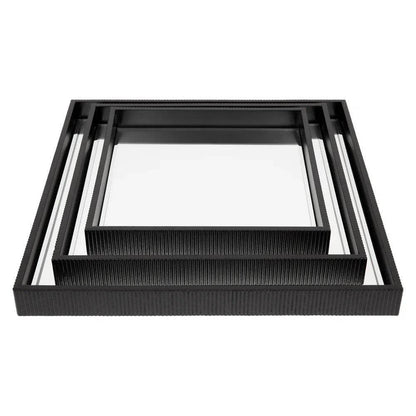 Milos | Mirrored Fluted Tray Black - Mirra Interiors