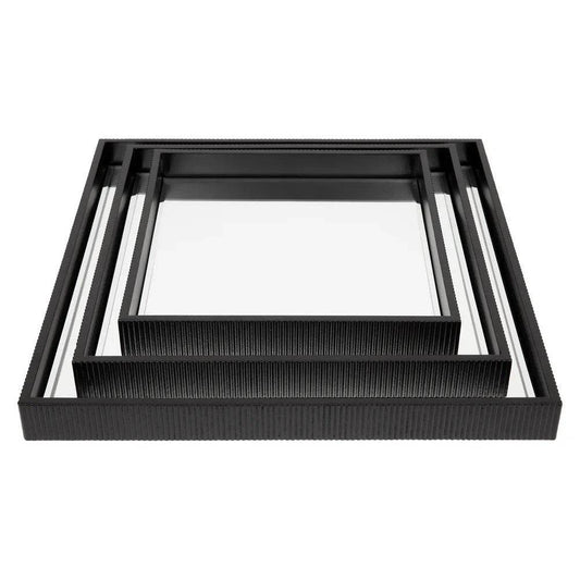 Milos | Mirrored Fluted Tray Black - Mirra Interiors