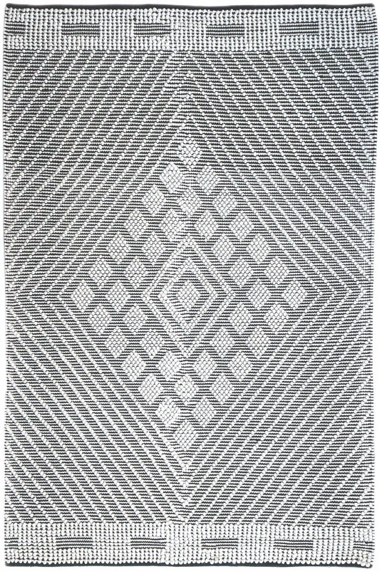 Aashi | Radial Diamond Wool Rug Grey - Mirra Interiors