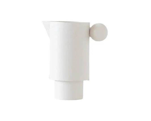 Aline | Metal Pitcher Vase White - Mirra Interiors