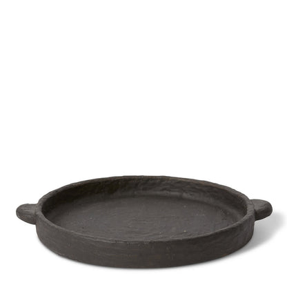 Black cement tray with organic sculptural form, large size