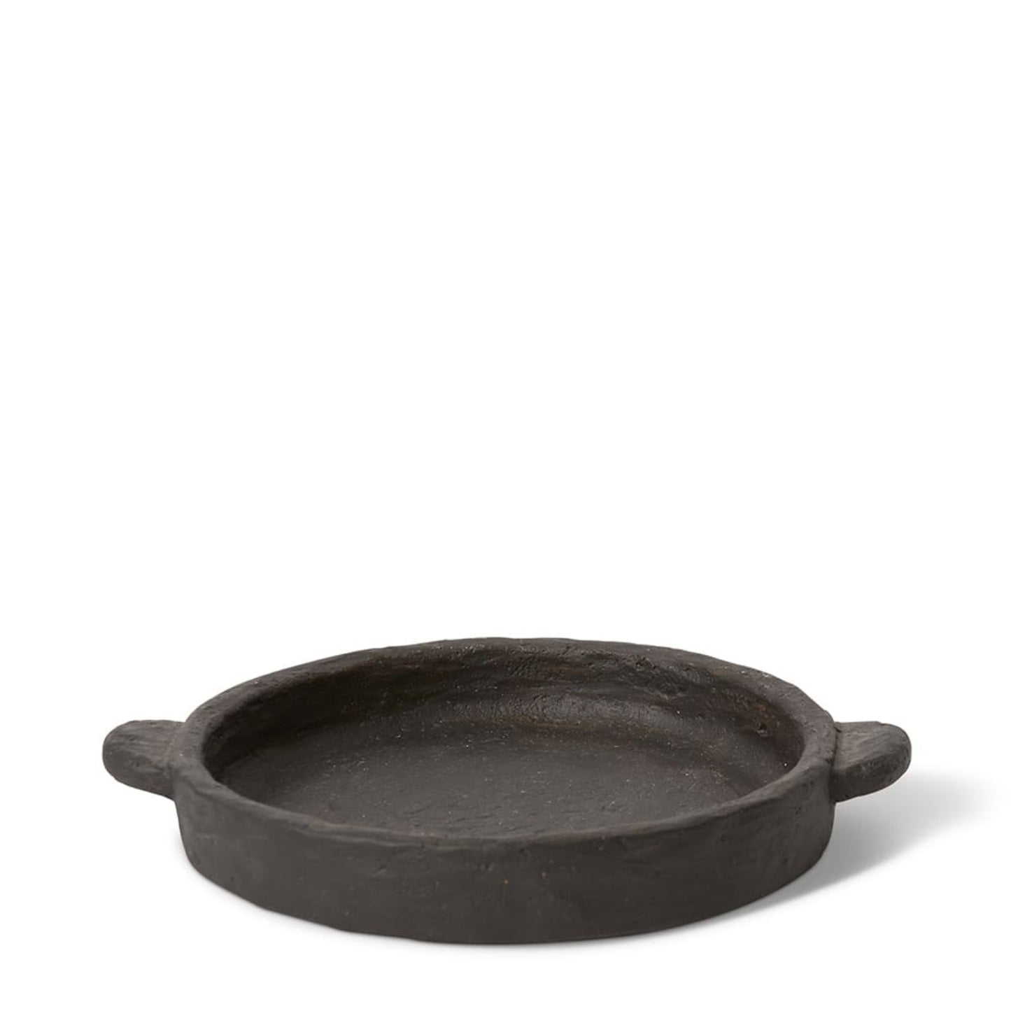 Black cement tray with organic sculptural form, medium size