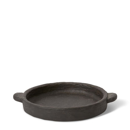 Black cement tray with organic sculptural form, medium size