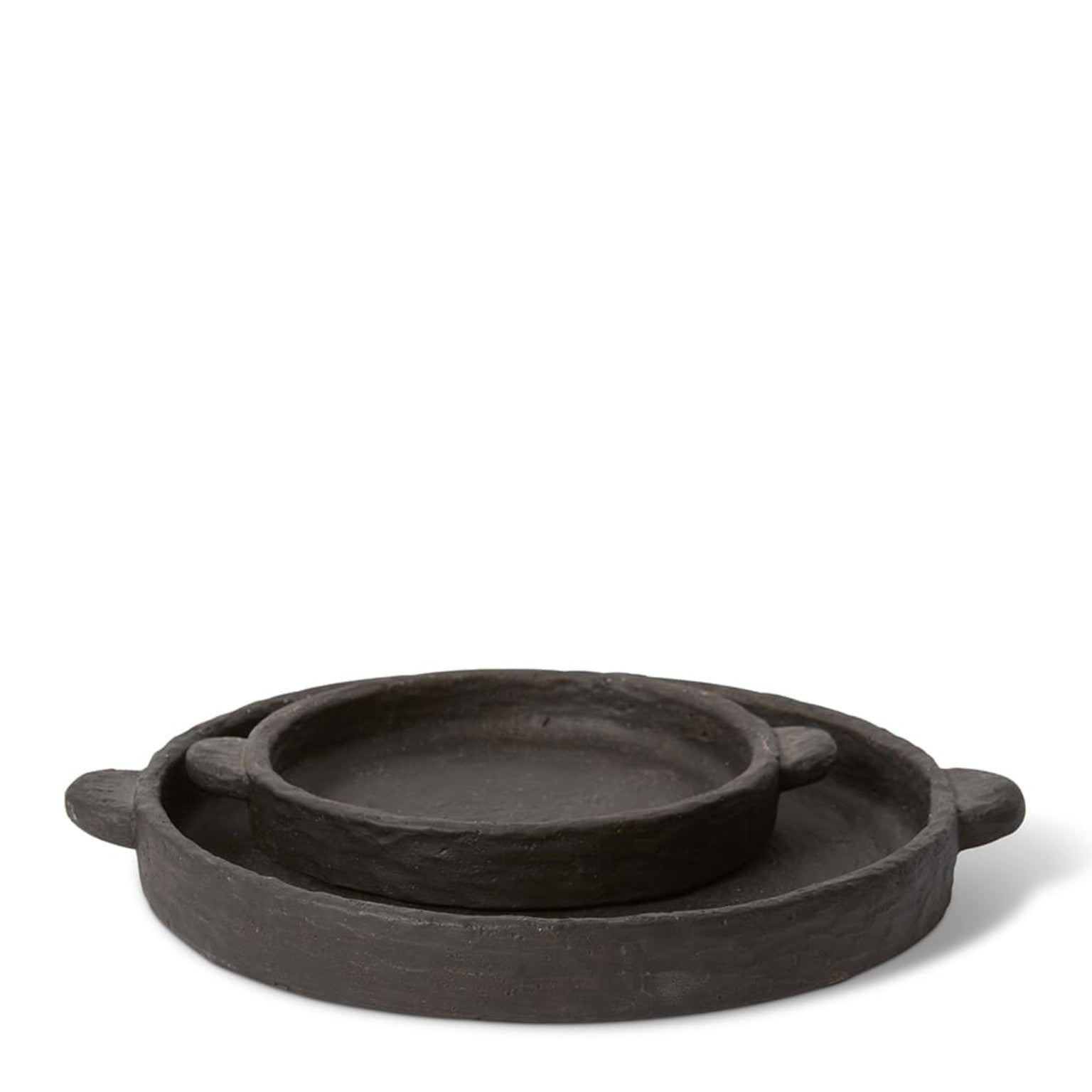 Black cement trays shown in medium and large sizes