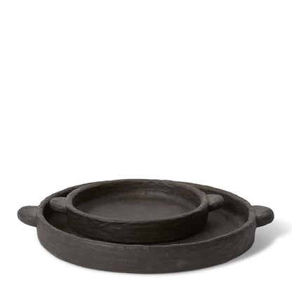 Black cement trays shown in medium and large sizes