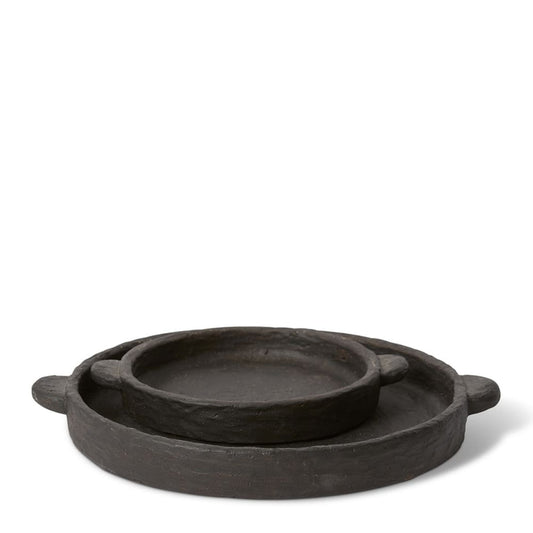 Black cement trays shown in medium and large sizes