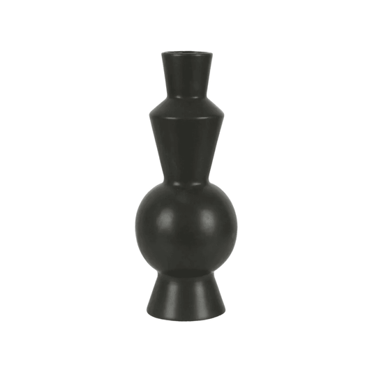 Amira | Porcelain Geometric Vase Black - Mirra Interiors