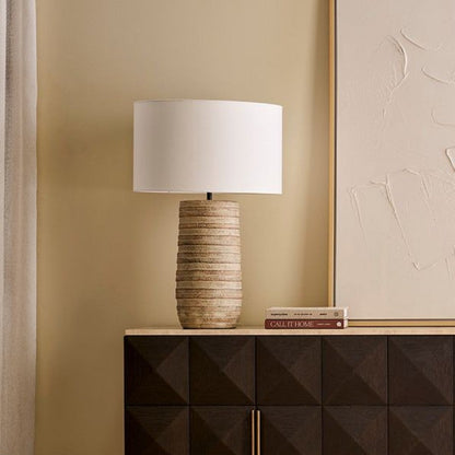 Arden table lamp styled on a sideboard