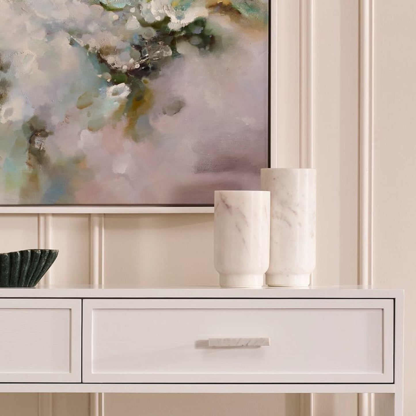 Aries Marble Vase styled on console