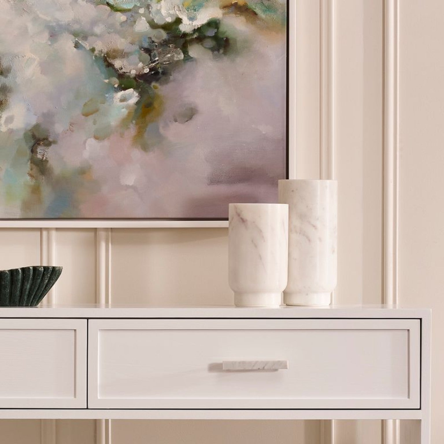 Aries Marble Vase styled on console