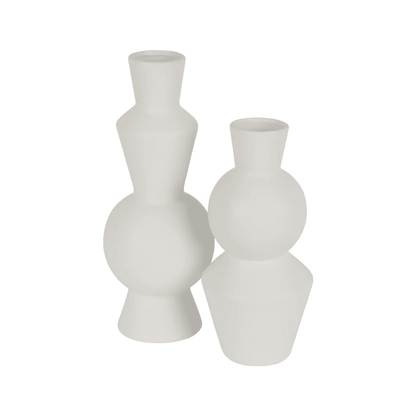 Assane | Porcelain Geometric Vase Ivory - Mirra Interiors
