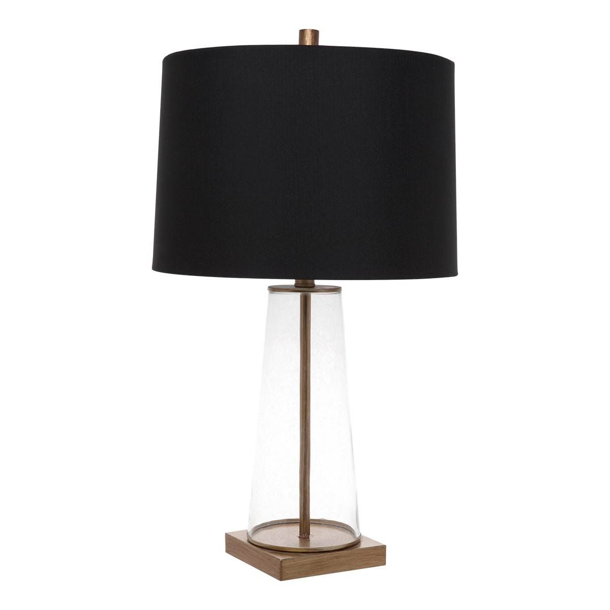 Athens | Glass Table Lamp Brass (Black Shade) - Mirra Interiors