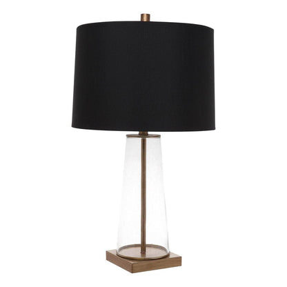 Athens | Glass Table Lamp Brass (Black Shade) - Mirra Interiors