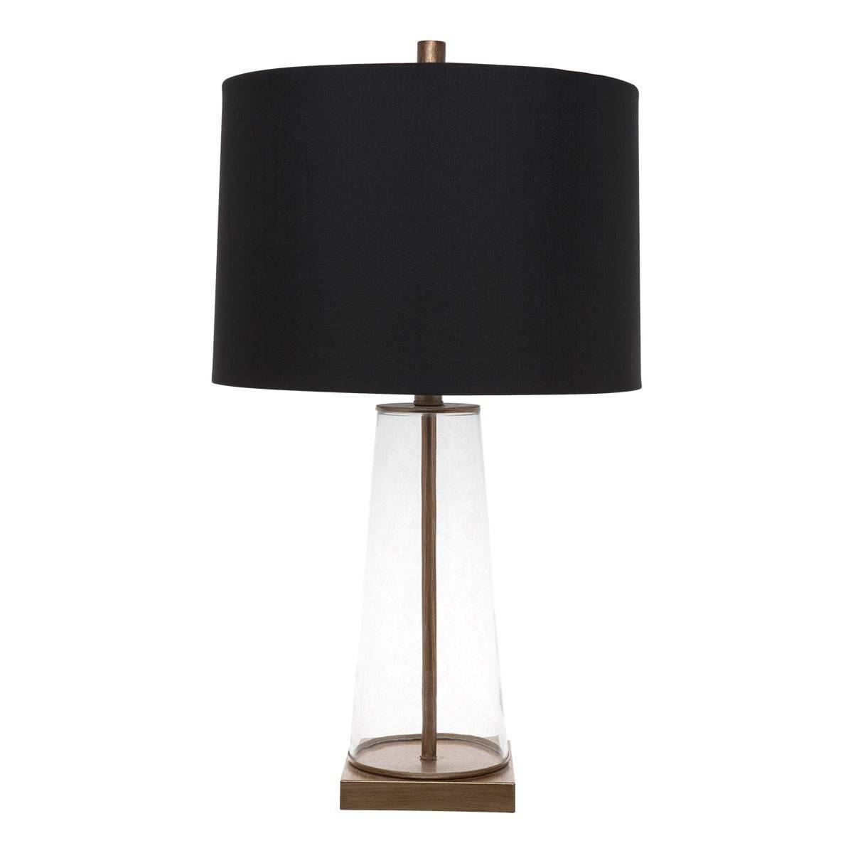 Athens | Glass Table Lamp Brass (Black Shade) - Mirra Interiors