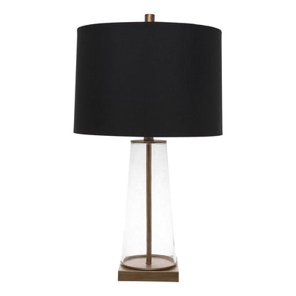 Athens | Glass Table Lamp Brass (Black Shade) - Mirra Interiors