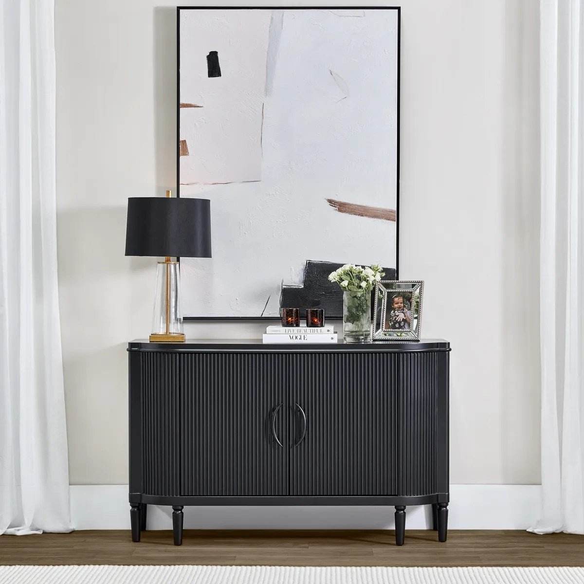 Athens | Glass Table Lamp Brass (Black Shade) - Mirra Interiors