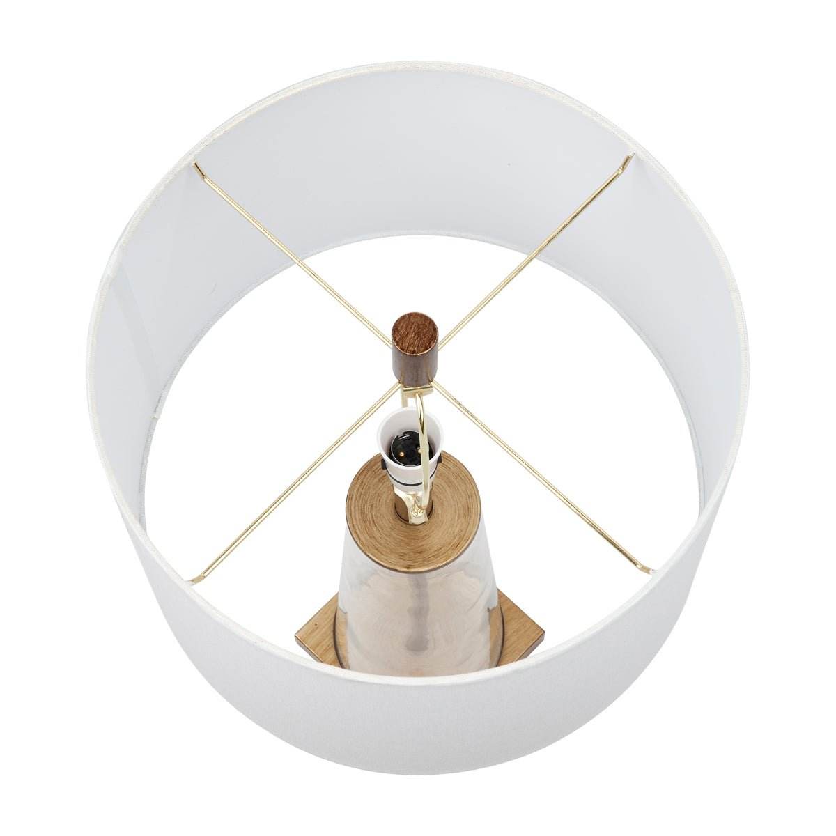 Athens | Glass Table Lamp Brass (White Shade) - Mirra Interiors