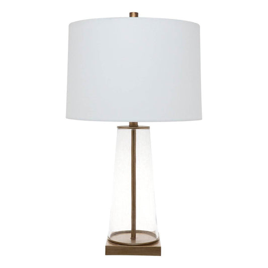 Athens | Glass Table Lamp Brass (White Shade) - Mirra Interiors