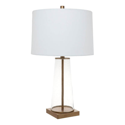 Athens | Glass Table Lamp Brass (White Shade) - Mirra Interiors