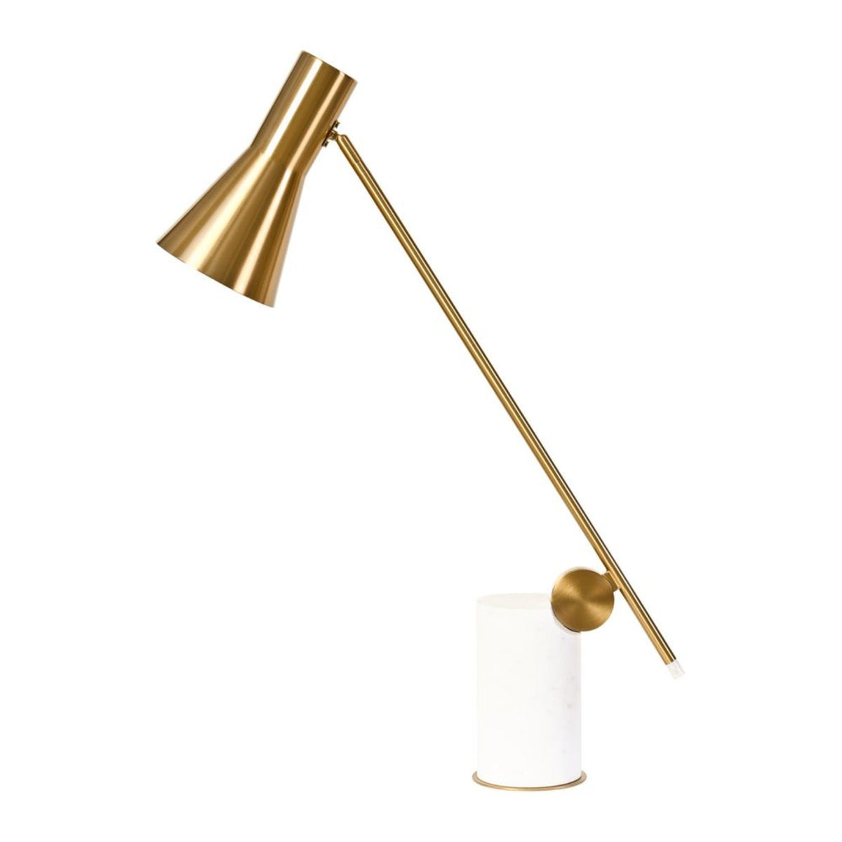 Auden task lamp in white marble and brass finish