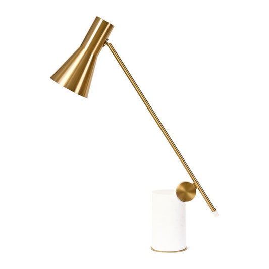 Auden task lamp in white marble and brass finish