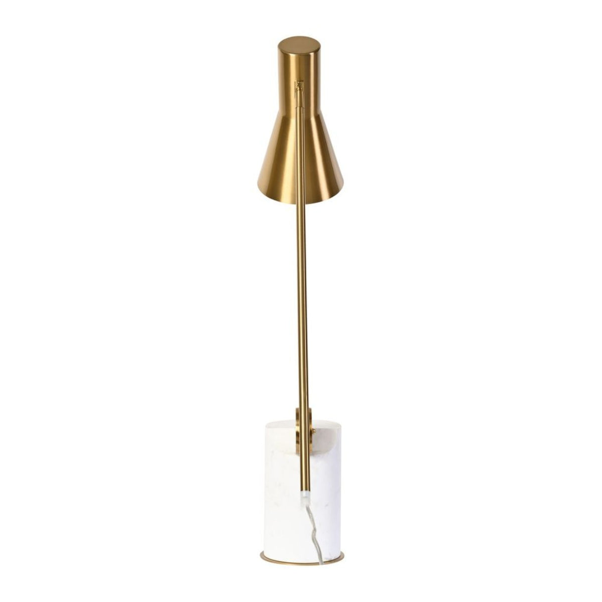 Auden white marble task lamp rear view and clear cord