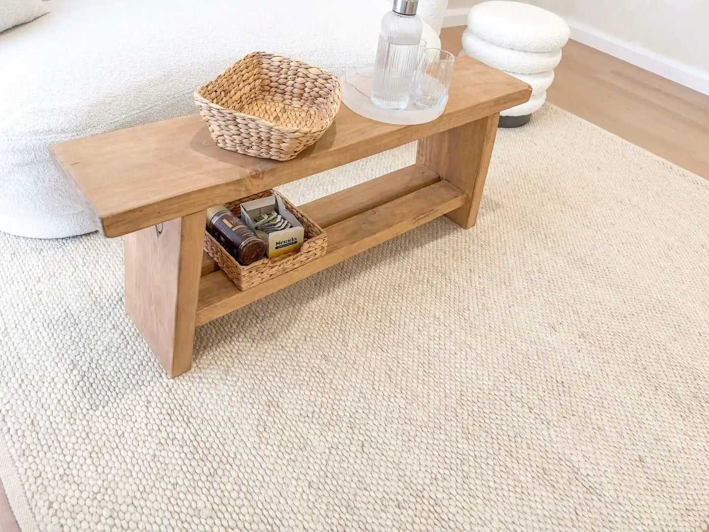 Ellis | Minimal Wool Weave Rug - Beige