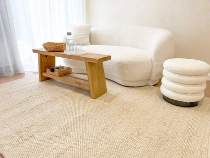 Ellis | Minimal Wool Weave Rug - Beige