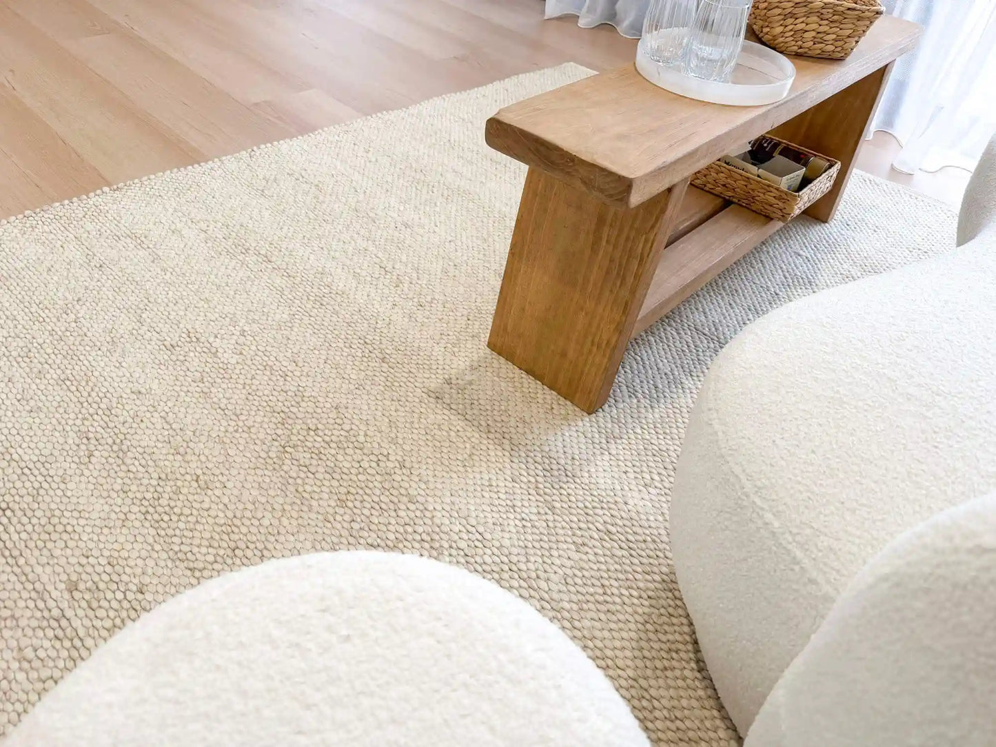 Ellis | Minimal Wool Weave Rug - Beige
