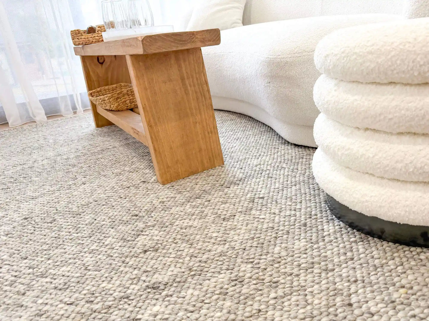 Eliis | Minimal Wool Weave Rug - Grey