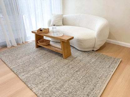 Eliis | Minimal Wool Weave Rug - Grey