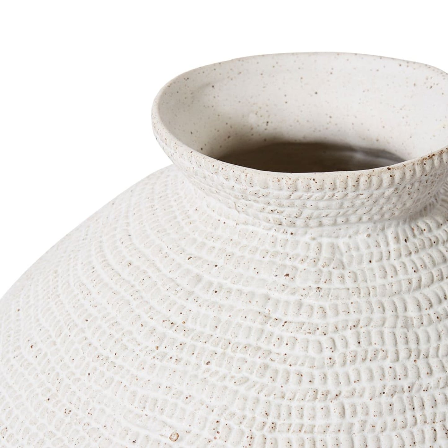 Close-up detail of the textured white Aurora Ceramic Vase