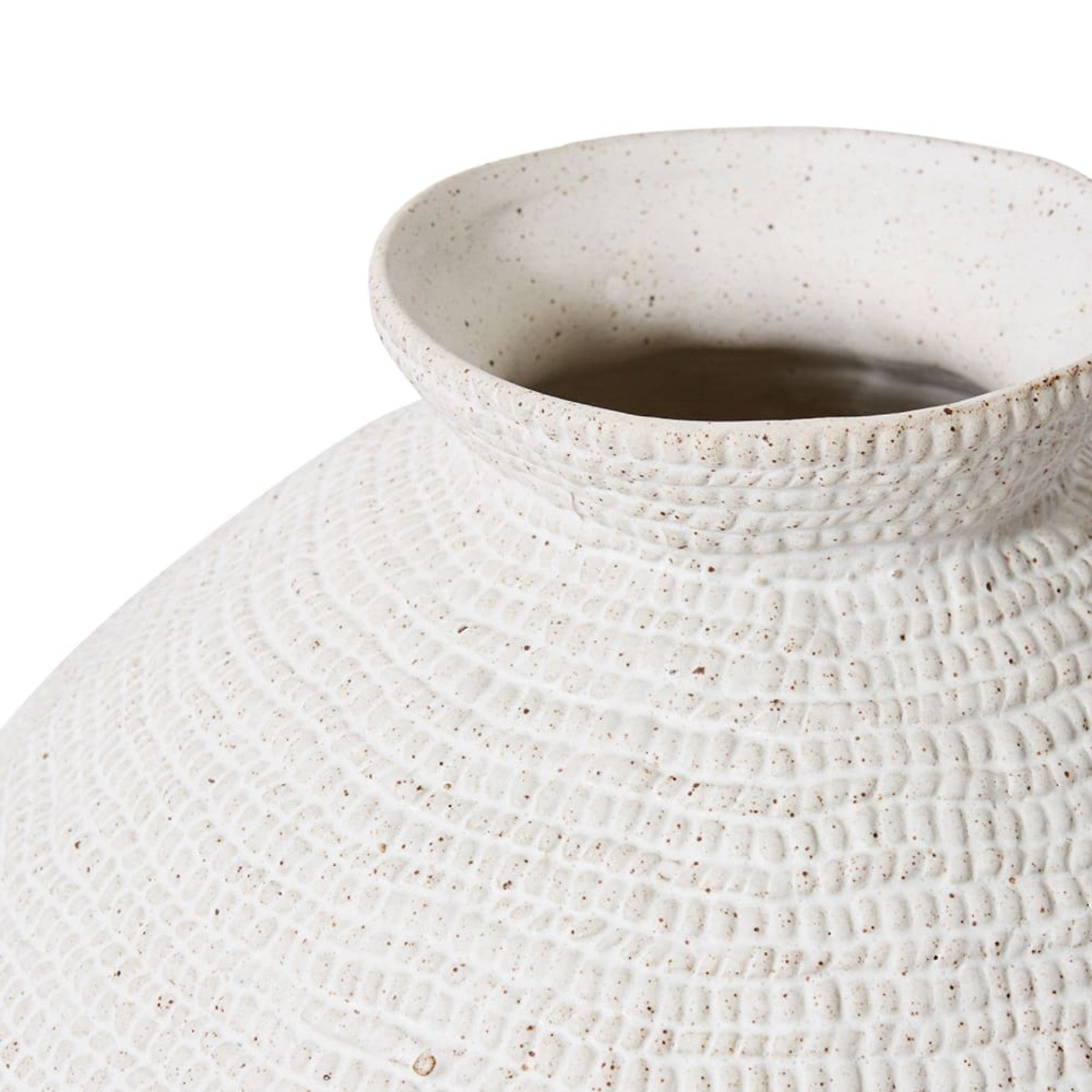 Close-up detail of the textured white Aurora Ceramic Vase