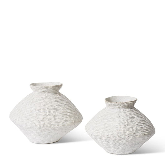Aurora Textured Ceramic Vase shown in medium and large sizes