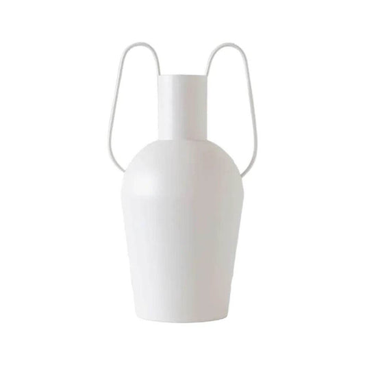 Avante | Metal Handle Vase White - Mirra Interiors