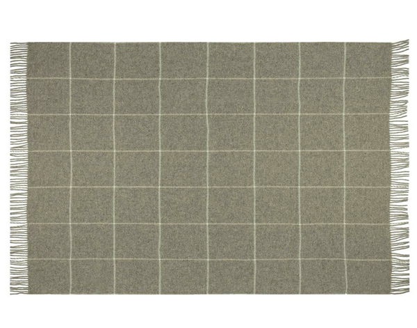 beige checkered blanket with white lines on a white background