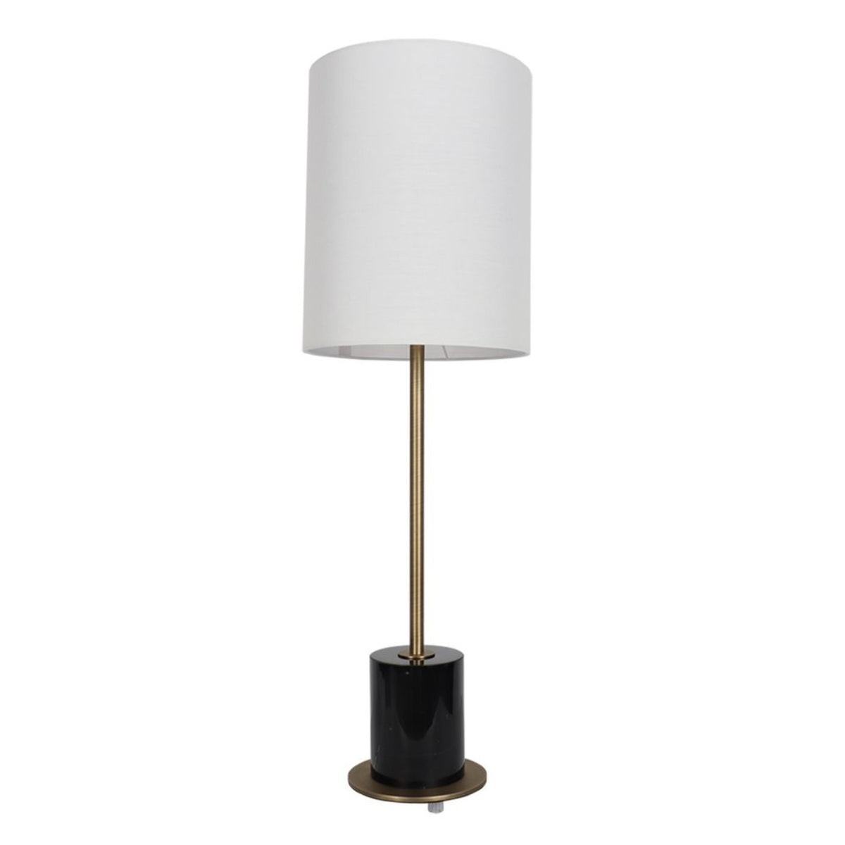 Cassian black marble and antique brass table lamp with white shade