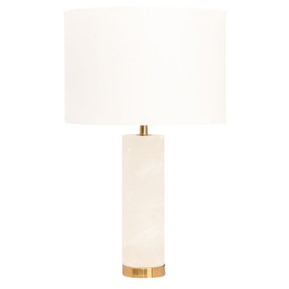 Elowen alabaster table lamp with off-white drum shade
