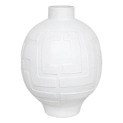 Callista | Greek Key Vase - White (Large) - Mirra Interiors