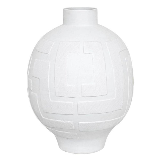 Callista | Greek Key Vase - White (Large) - Mirra Interiors