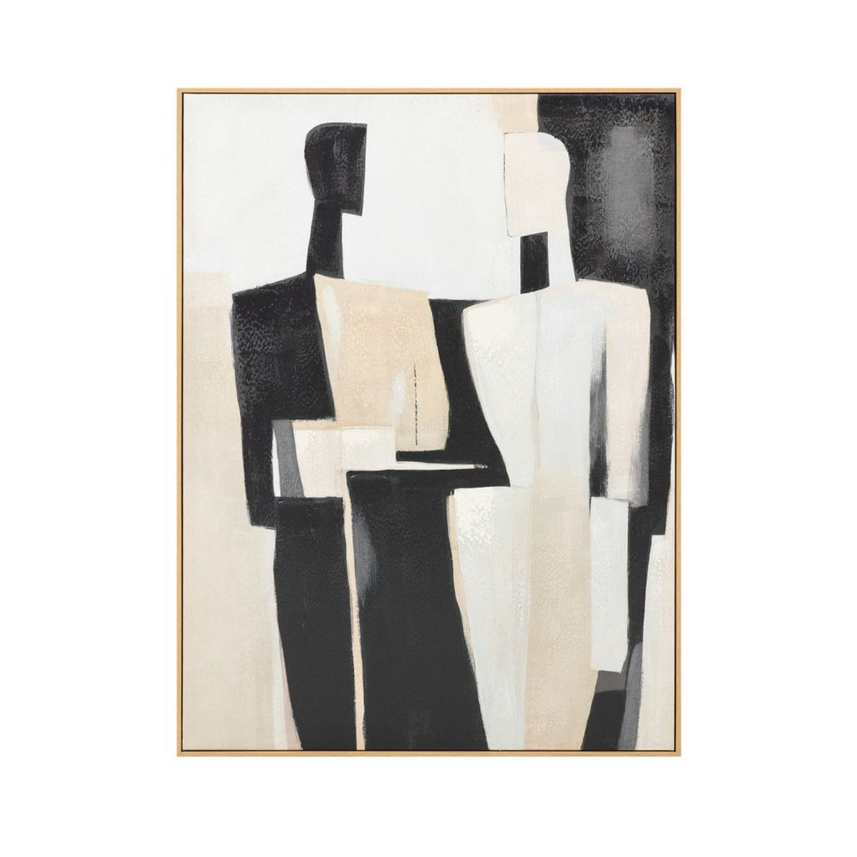 In Good Company hand-painted canvas artwork in natural bamboo frame, front view