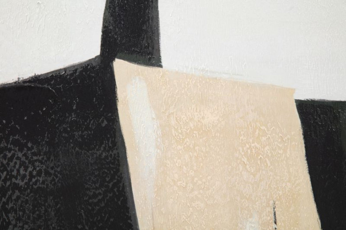 Close-up of textured charcoal and sand brushwork on In Good Company painting