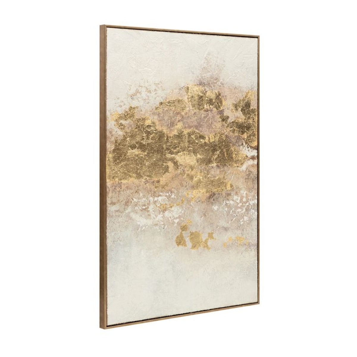 Gilded Horizon centre canvas shown at an angle in antique gold frame