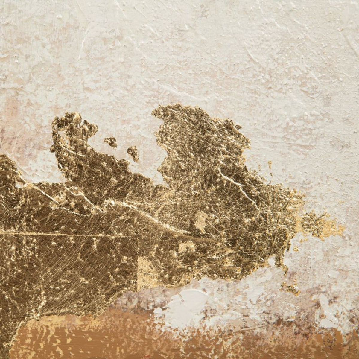 Close-up of gold leaf texture on Gilded Horizon canvas painting