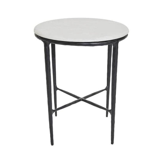 Henderson | Round Marble Top Side Table Black - Mirra Interiors